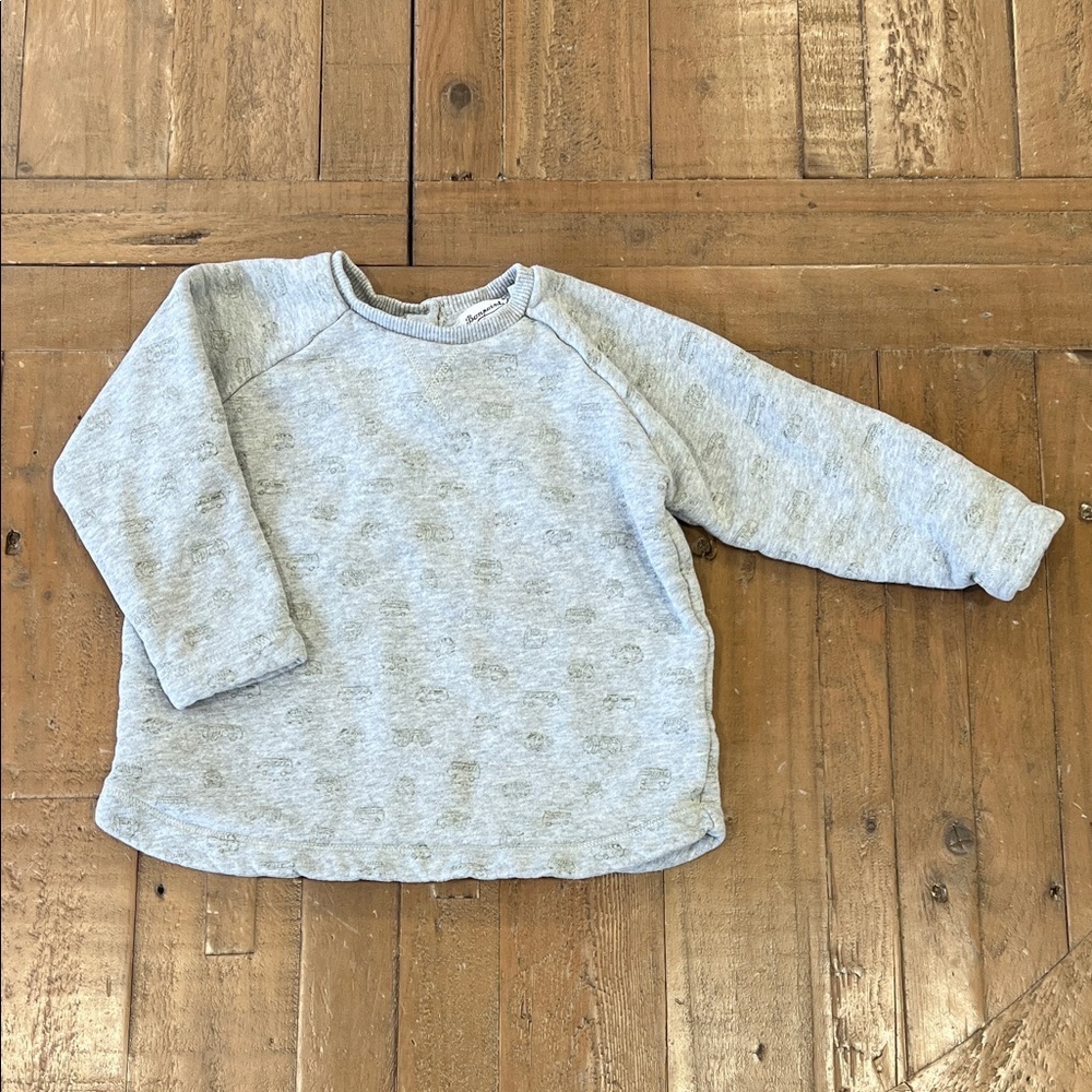 Bonpoint green vehicle print crewneck sweatshirt kids size 2